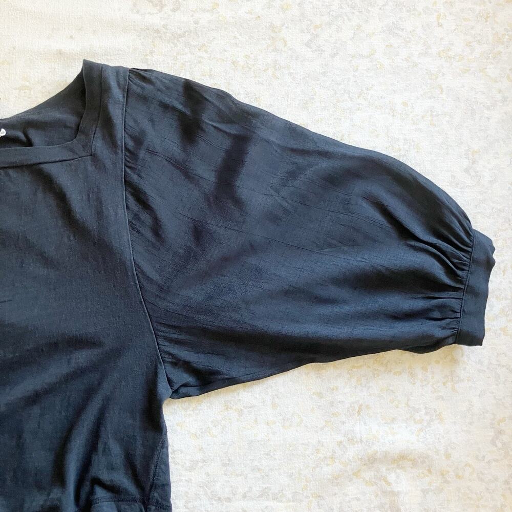 Anthropologie Akemi + Kin XS Top Black Balloon 3/4 Sleeves Square Neck Blouse - Picture 8 of 10